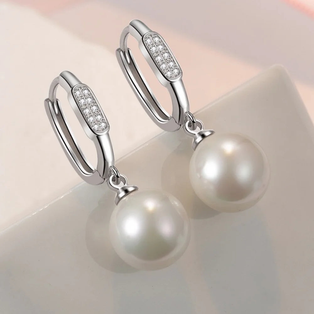 New imitation pearl earrings, inlaid crystal AAAAA zircon pendant earrings women's engagement party jewelry gift