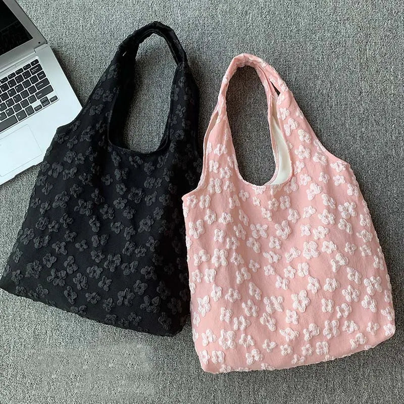 Ladies Vest Lace Canvas Bag Design Tote Bag Simple Fairy Flower Lace Shoulder Bag Tote Bag Capacity Ladies Shopping Bag