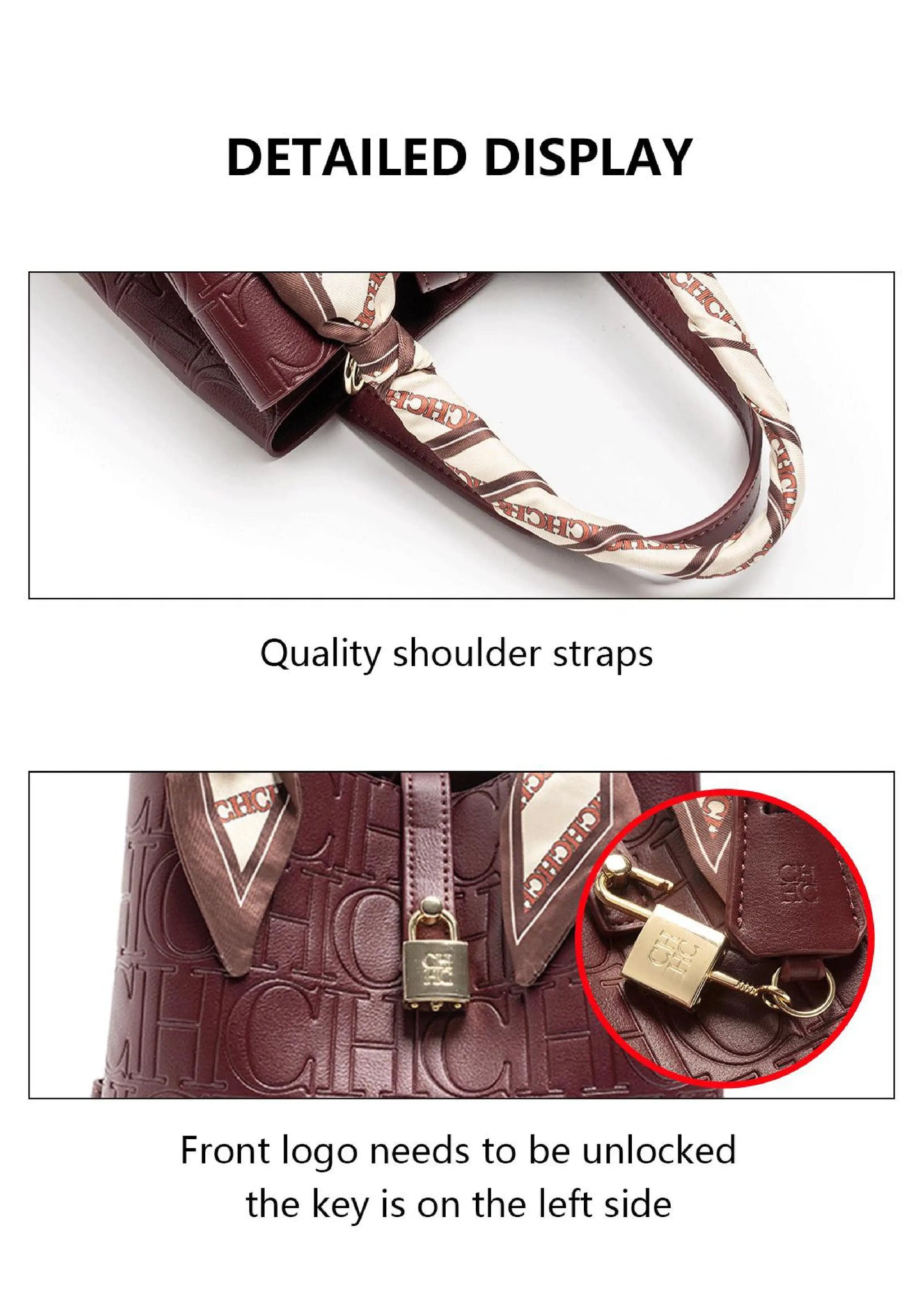 CH Embossed Ladies Crossbody Bag Letter Printing Design Ladies Handbag Large Capacity Tote Bag Elegant Temperament Ladies Should