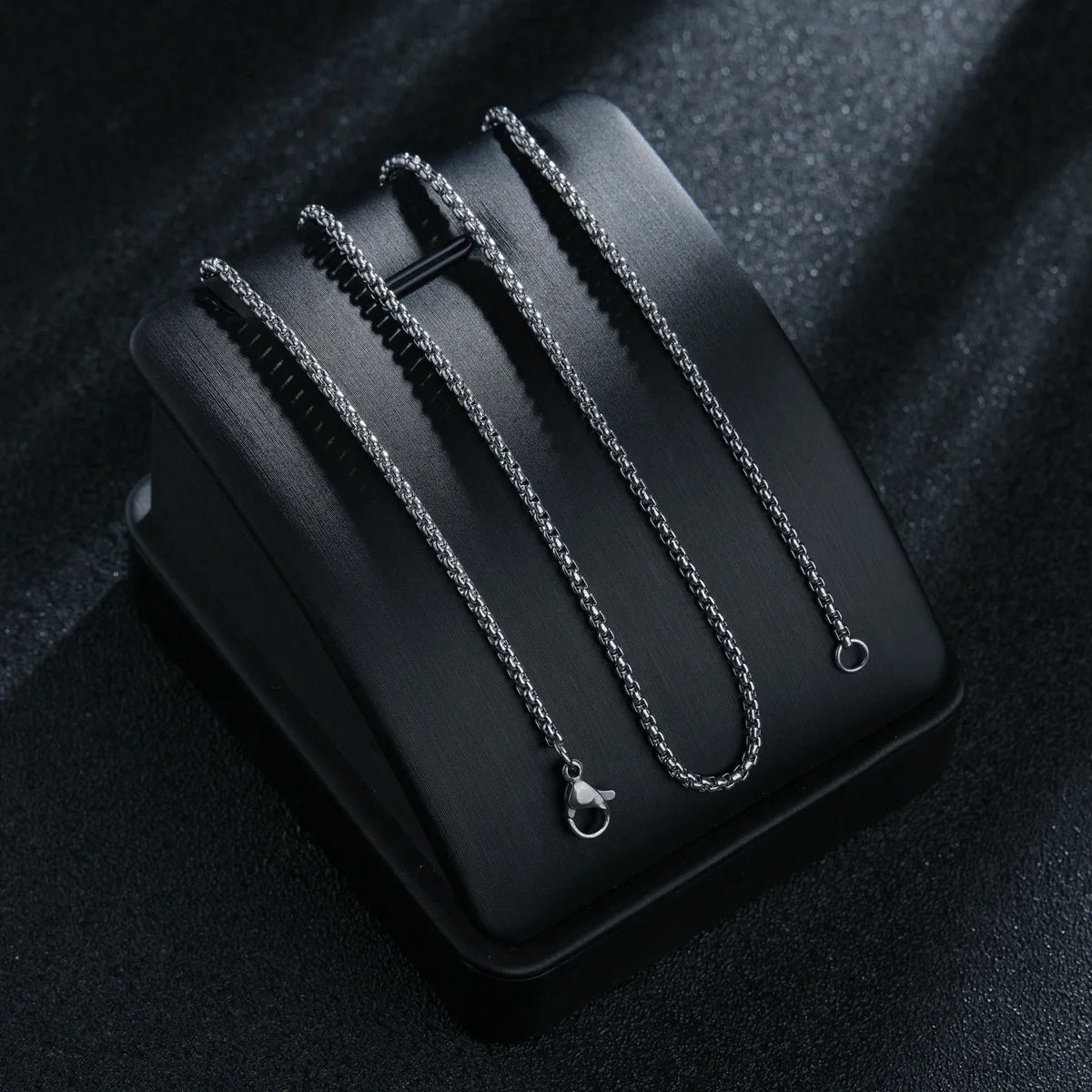1pc Men's Stainless Steel Box Link Chain Necklace Artificial Jewelry Accessories 2.0mmLength 60CM