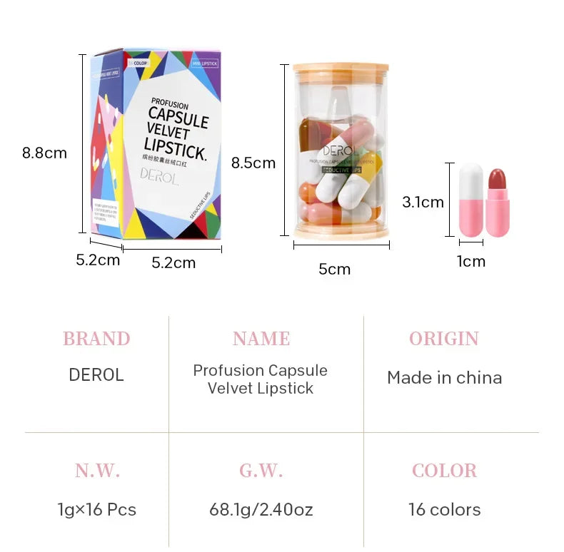DEROL Matte Set Lipstick Capsule Lipstick Star Candy Mini Capsule Lipstick