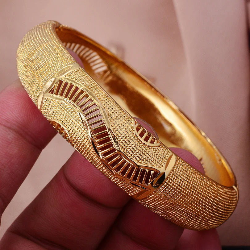 24K 1pcs France Dubai Bangles Gold Jewelry Gold Color Bangles For Ethiopian Bangles & Bracelets Ethiopian Jewelry Bangles
