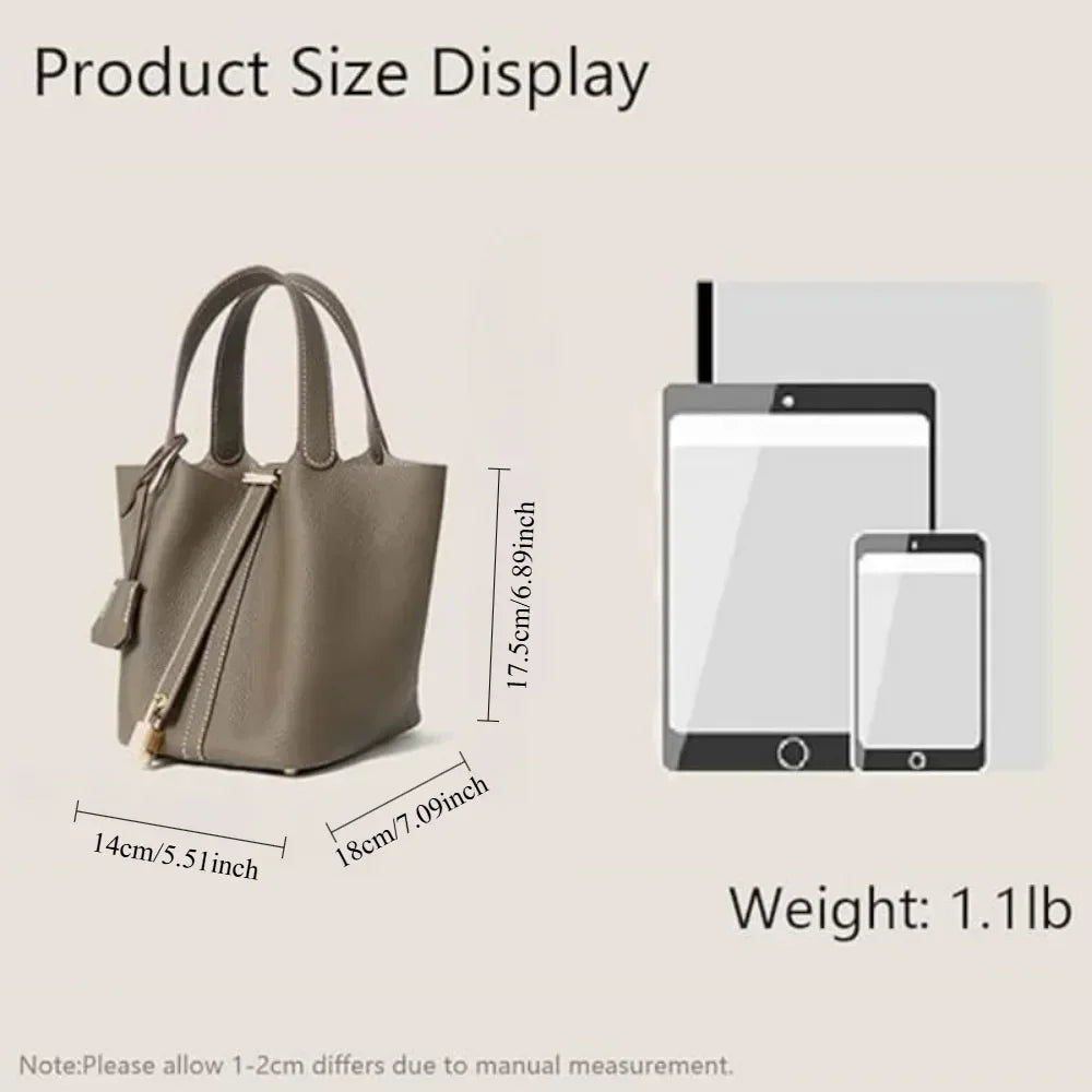 Ladies Handbag Female Bucket Bag Basket Shoulder Bag Travel BagLeather Bucket BagLarge Soft Leather Tote with Lock Daily