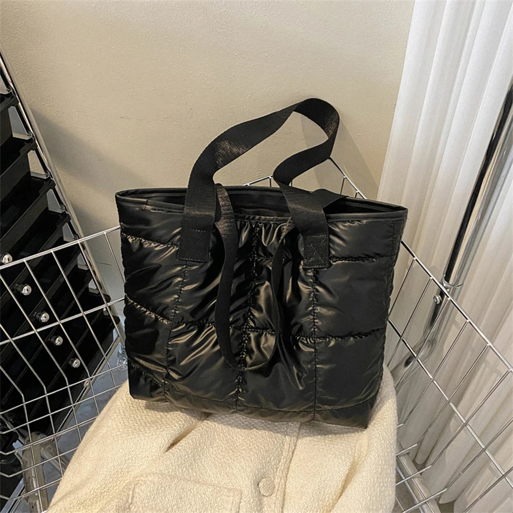 Fashion Ladies Tote Handbags Large Capacity Cotton Padded Top-handle Bags Rhombus Purses Handbags Quilted Solid for Office Work