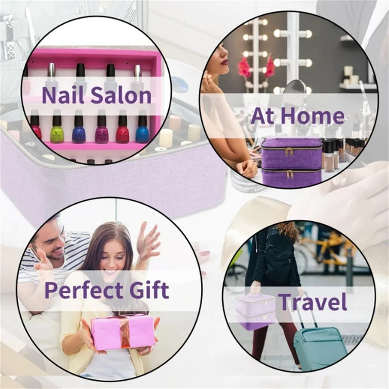 Portable 30 Bottles Nail Dryer Organizer Box Essential Oil Case Handbag Nail Polish Storage Bag Cosmetic Nailpolish Organizer