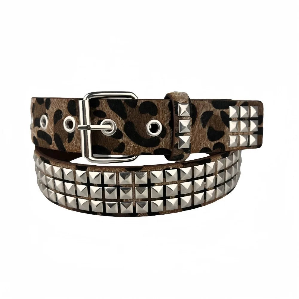 Ladies Square Bead Rivet Pyramid Inlaid Belt, Ladies Punk Hip Hop Belt, Ladies Fashion Trend Versatile Belt LR1943