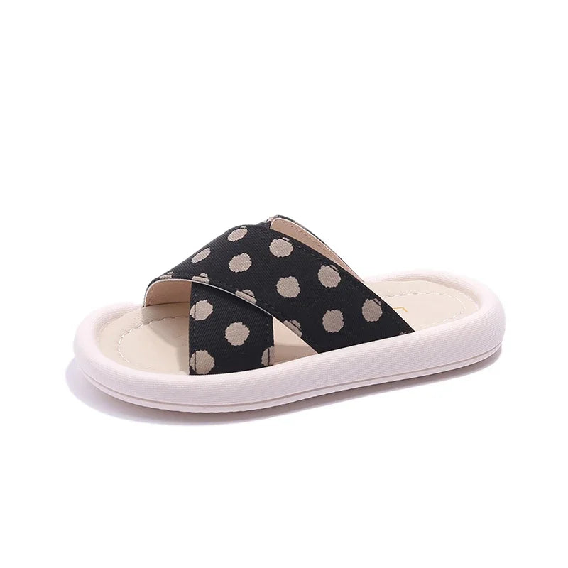 Girl House Slippers Soft Soled Summer Indoor Slippers for Children Fashion Polka Dot Versatile Kids Causal Open-toe Causal Shoes