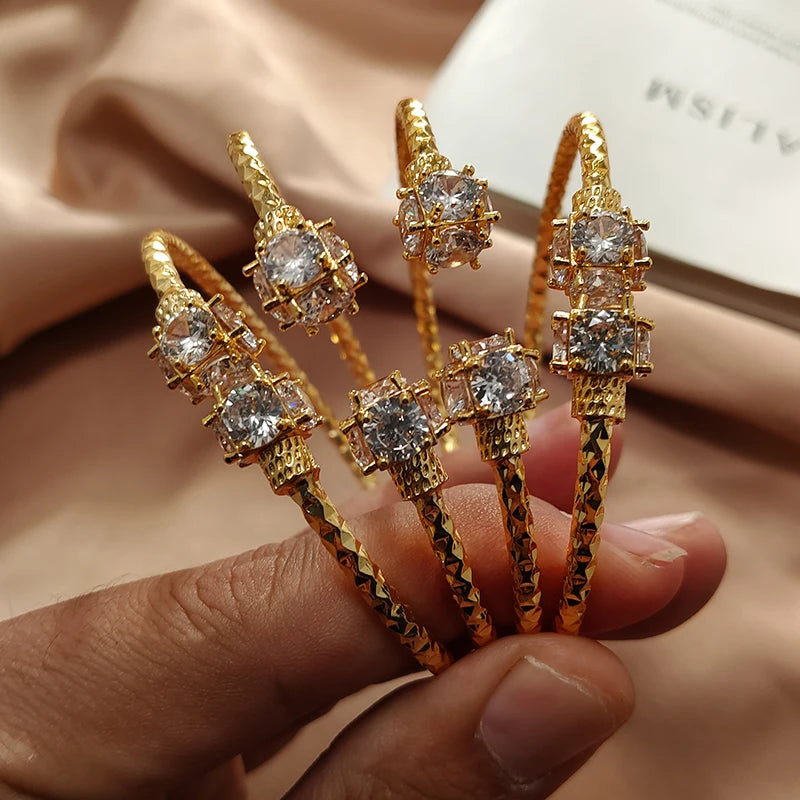 Gold Color Bangles For Women Girls Wedding Bracelet Bangles African Bridal Jewelery Bijoux Femme wedding Bangles jewelry