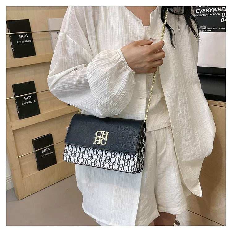 CH Multi Embossed Ladies Handbag Classic Ladies Crossbody Bag Ladies Shoulder Bag Fashion Luxury Brand Pure Color Design