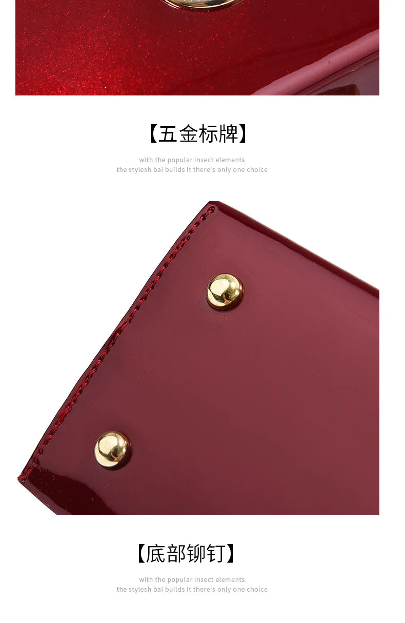 Quality Luxury Lady Messenger Bag Diamond Ladies Handbags Patent Leather Ladies Shoulder Bag Ladies Clutches Wedding Party Bags