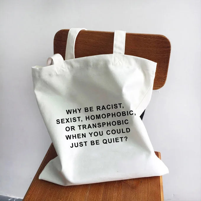 Ladies Handbags Girl Power Quotes Canvas Tote Bag Shopping Travel Women Eco Reusable Shoulder Shopper Bags High Capacity
