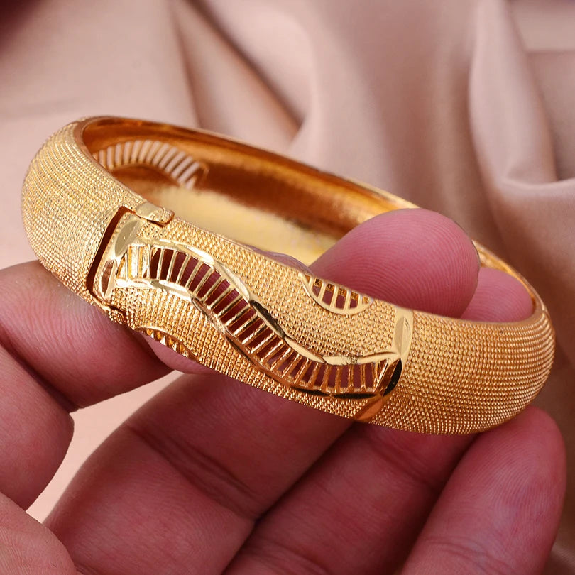 24K 1pcs France Dubai Bangles Gold Jewelry Gold Color Bangles For Ethiopian Bangles & Bracelets Ethiopian Jewelry Bangles