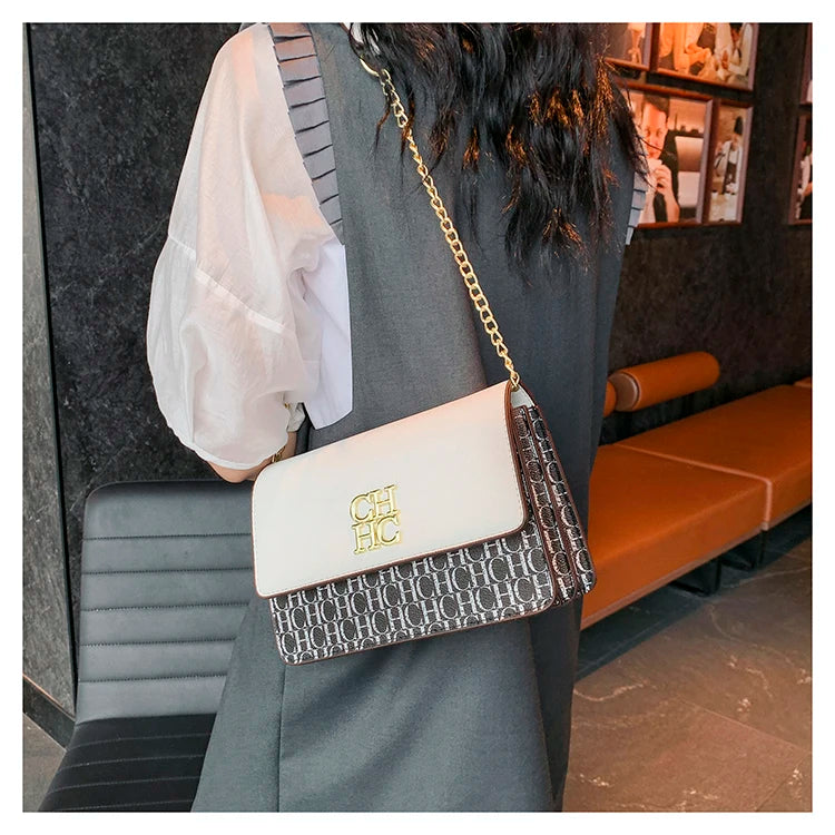 CH Multi Embossed Ladies Handbag Classic Ladies Crossbody Bag Ladies Shoulder Bag Fashion Luxury Brand Pure Color Design