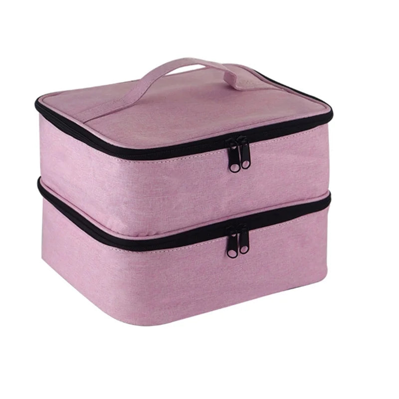 1PC 30 Bottles Pink Nail Dryer Organizer Box Nail Polish Storage Bag Essential Oil Case Cosmetic Handbag Nailpolish Organizer