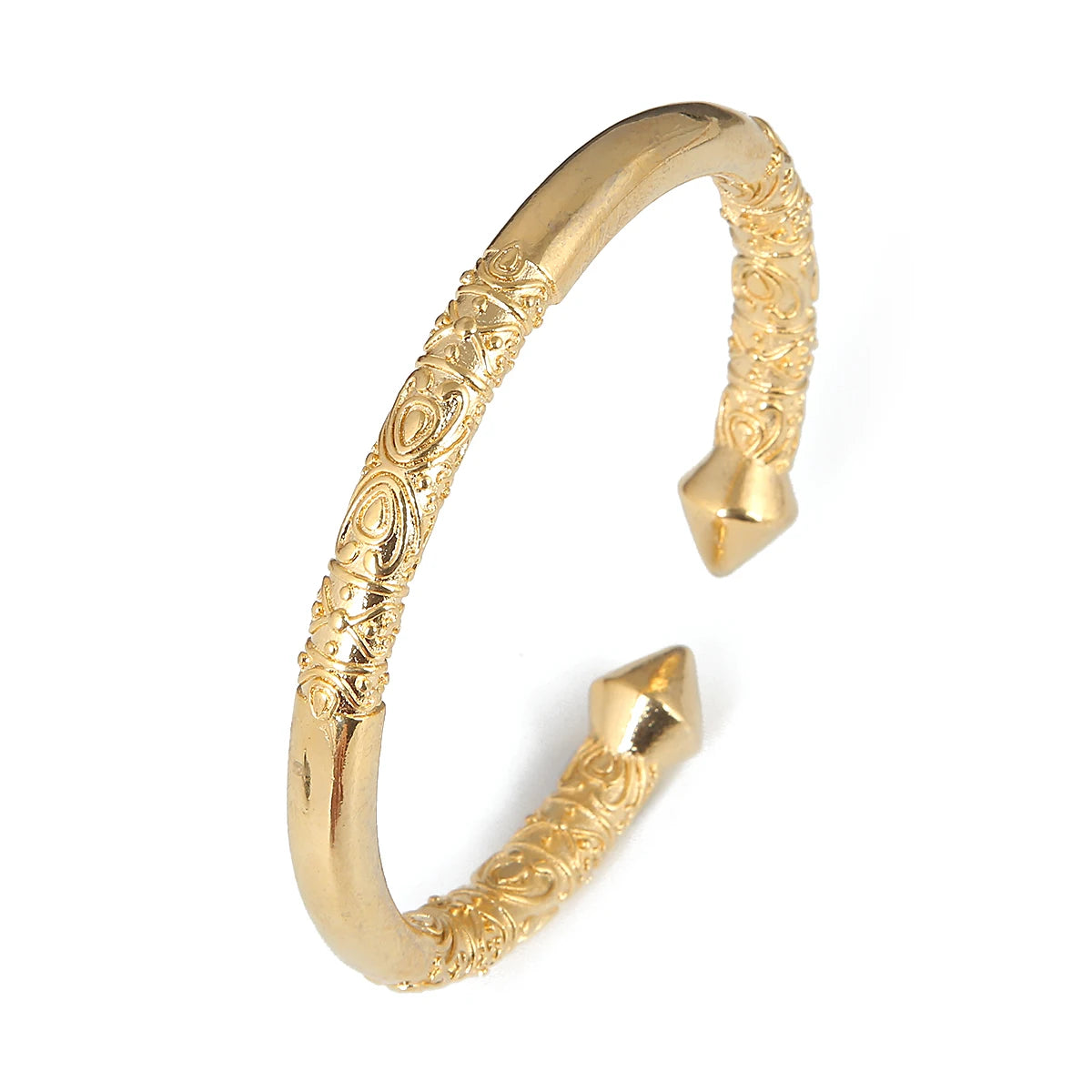 Gold Color African Cuff Engraved Embossing Bangles Trendy Women Men Bangles Jewelry