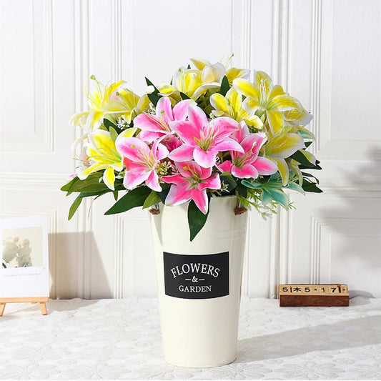 35cm rainbow rayon large bouquet of lilies bouquet artificial jewelry flowers DIY wedding flower bride hand flower decoration