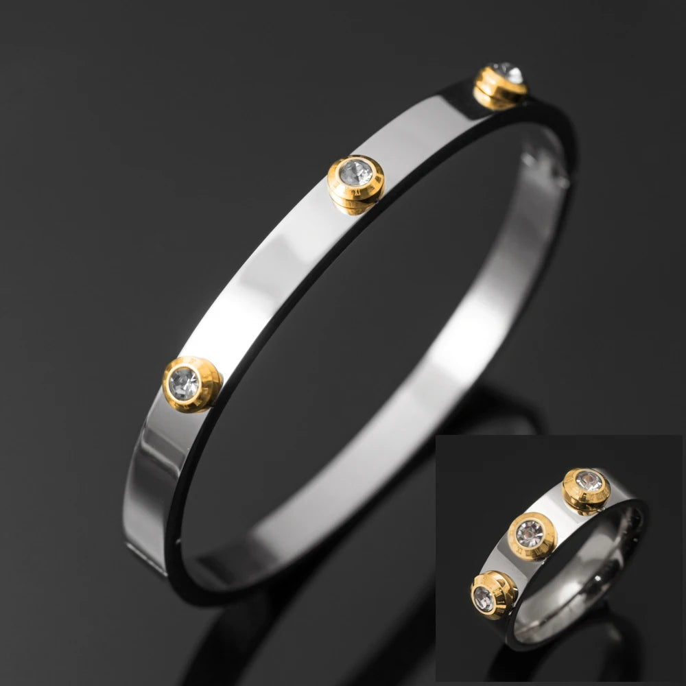 Roman Elements Crystal Bangles Bracelets Wedding  Bangles Gift Luxury Charm Bangles For Women Men Wedding Jewelry