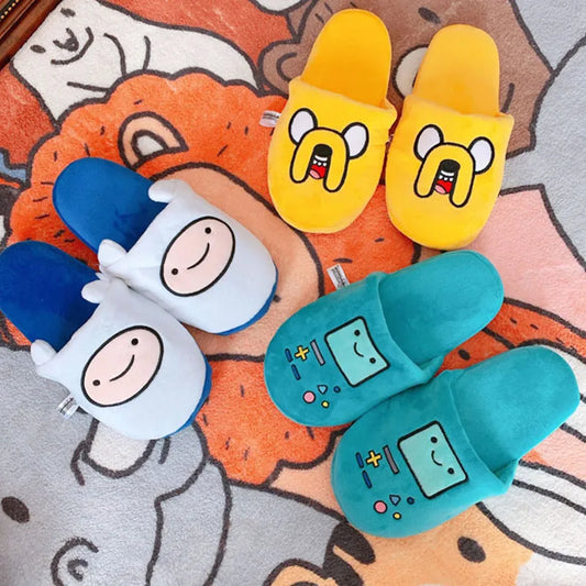 HKSNG Cute indoor Slippers Adventure Time Slippers Lovers Soft Girl Slippers Finn Plush Shoes Home Slippers Children Gifts