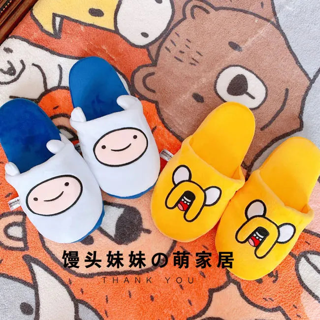 HKSNG Cute indoor Slippers Adventure Time Slippers Lovers Soft Girl Slippers Finn Plush Shoes Home Slippers Children Gifts