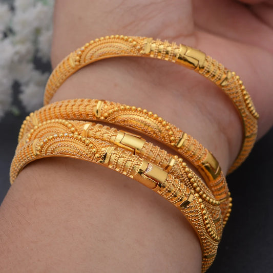 24K Bangles Dubai Gold Color Wedding Bangles For Women Men Saudi Arab  Bracelet&Bangles Jewelry