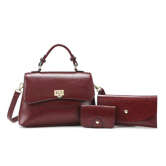 ladies handbags. Luxury 3-Piece PU Leather Women's Bag Set - Shoulder/Crossbody/Tote, Waterproof & Durable, Multi-Color Options