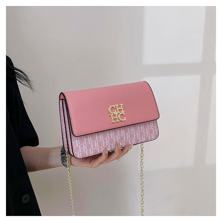 CH Multi Embossed Ladies Handbag Classic Ladies Crossbody Bag Ladies Shoulder Bag Fashion Luxury Brand Pure Color Design
