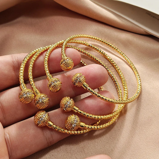Gold Color Bangles For Women Girls Wedding Bracelet Bangles African Bridal  Jewelery Bijoux Femme wedding Bangles jewelry