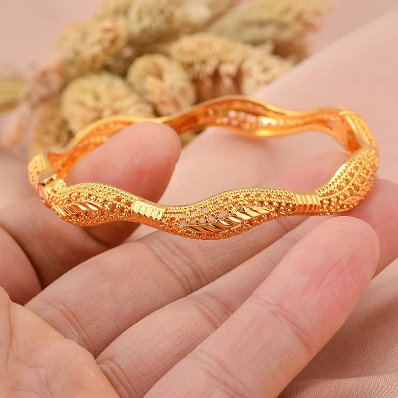 Dubai Arab Heart Stone Gold Jewelry Gold Color Bangles Child Bbay Children's Bangles Bracelets Ethiopian Jewelry Bangles Gift