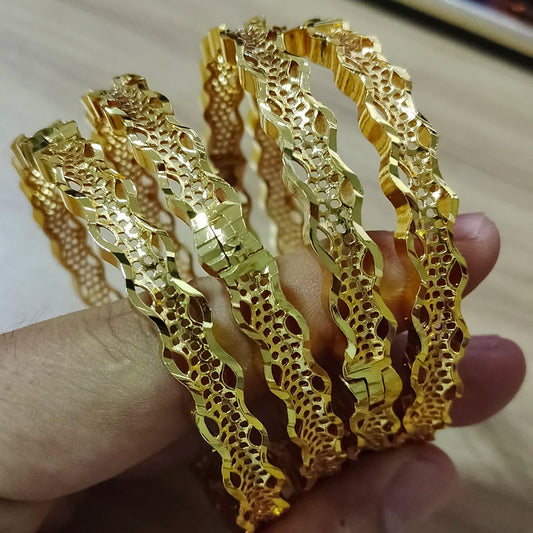 24K 4pcs  France Dubai Bangles Gold Jewelry Gold Color Bangles For Ethiopian Bangles & Bracelets Ethiopian Jewelry Cuff  Bangles