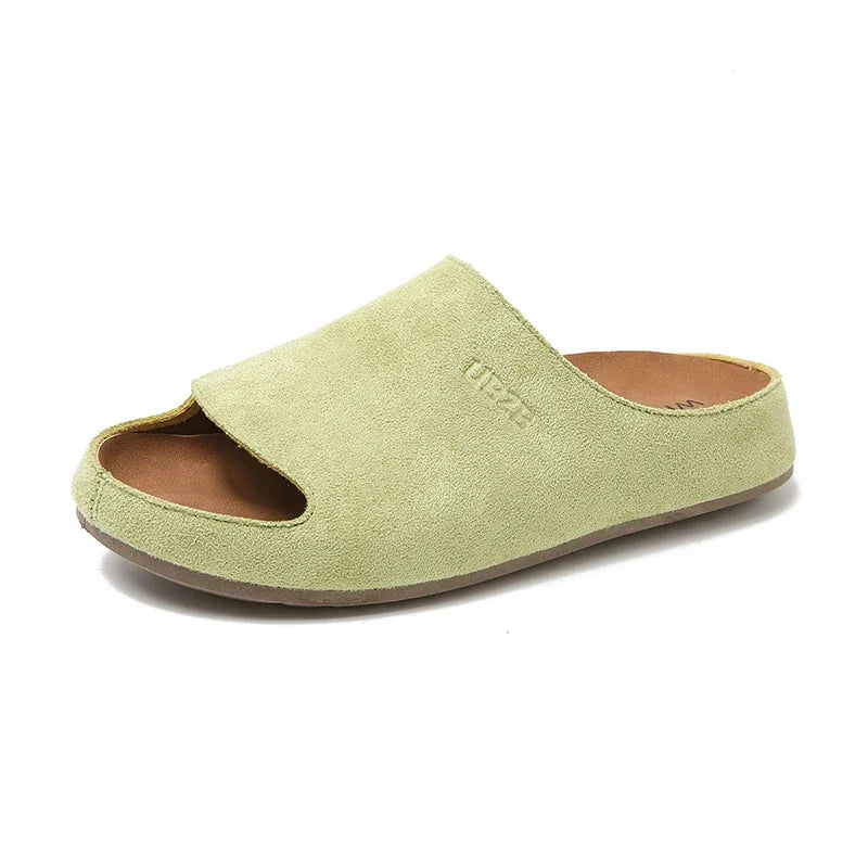 Women's Slides Plat Slippers Casual Closed Toe Round Toe Suede Clog Sandals Autumn New Retro Solid Color Fashion Shoes Slippers