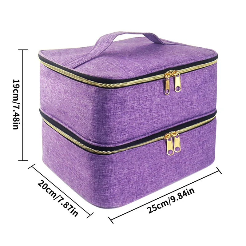 Portable 30 Bottles Nail Dryer Organizer Box Essential Oil Case Handbag Nail Polish Storage Bag Cosmetic Nailpolish Organizer