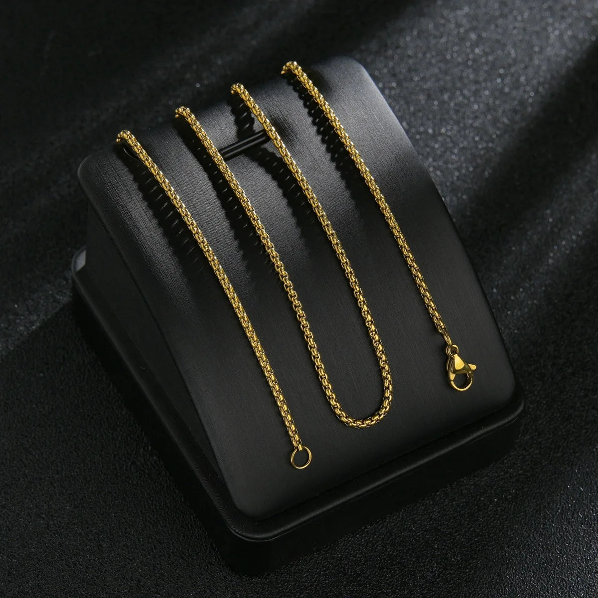 1pc Men's Stainless Steel Box Link Chain Necklace Artificial Jewelry Accessories 2.0mmLength 60CM