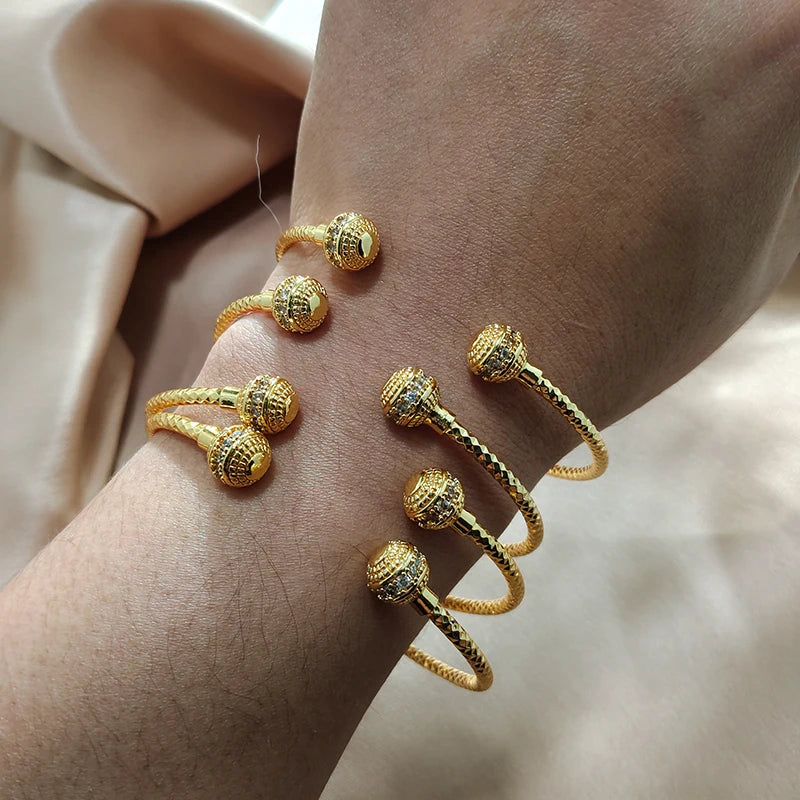 Gold Color Bangles For Women Girls Wedding Bracelet Bangles African Bridal  Jewelery Bijoux Femme wedding Bangles jewelry