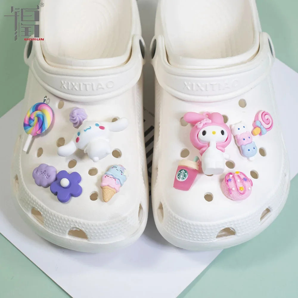Sanrio Hello Kitty Croc Charms Kawaii Kuromi Shoe Buckle Accessories Girl Slippers DIY Decorations for Croc Jibz Bracelets Gift