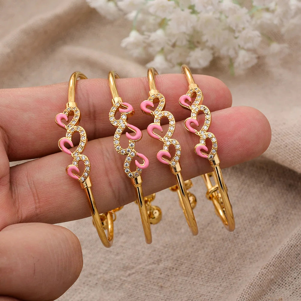 Baby Child Bangles Ethnic Dubai Gold Color Bangles Kids Bracelet Luxury Bracelet Dubai Bangles Child Jewelry Birthday Present
