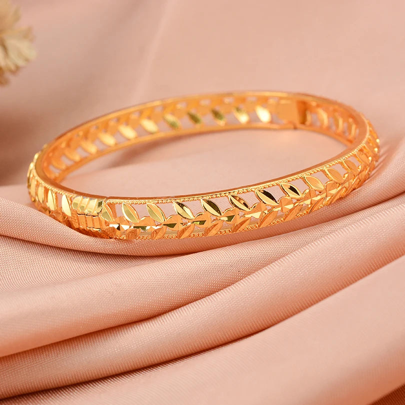 Dubai Arab Heart Stone Gold Jewelry Gold Color Bangles Child Bbay Children's Bangles Bracelets Ethiopian Jewelry Bangles Gift