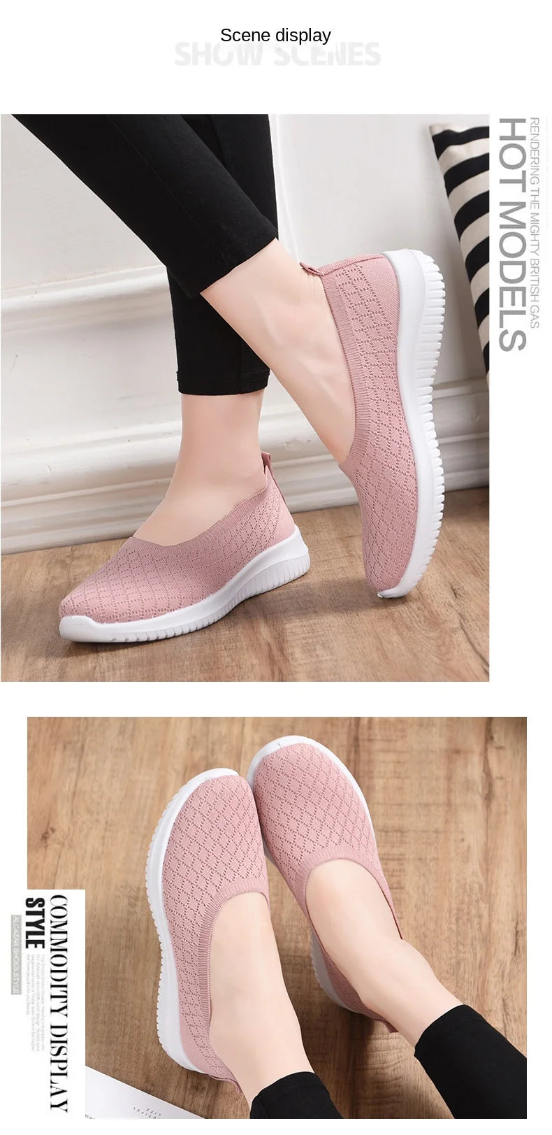 Ladies Summer Comfortable Plus Size Ladies Mesh BreathableSports  Socks Ladies Light Casual Sports Shoes Flat Ladies Loafers