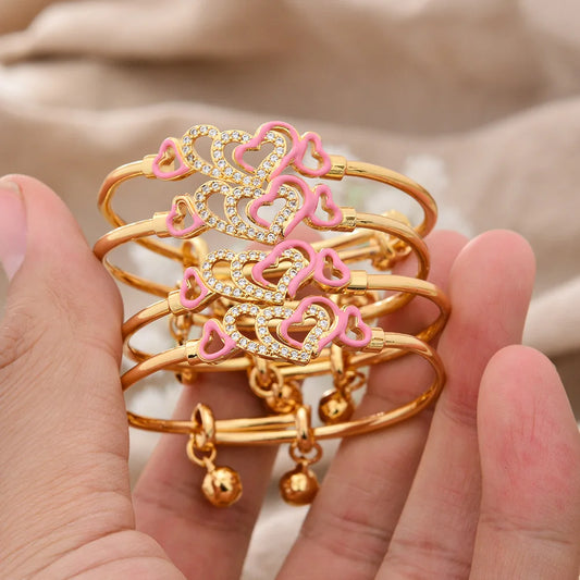 Baby Child Bangles Ethnic Dubai Gold Color Bangles Kids Bracelet Luxury Bracelet Dubai Bangles Child Jewelry Birthday Present