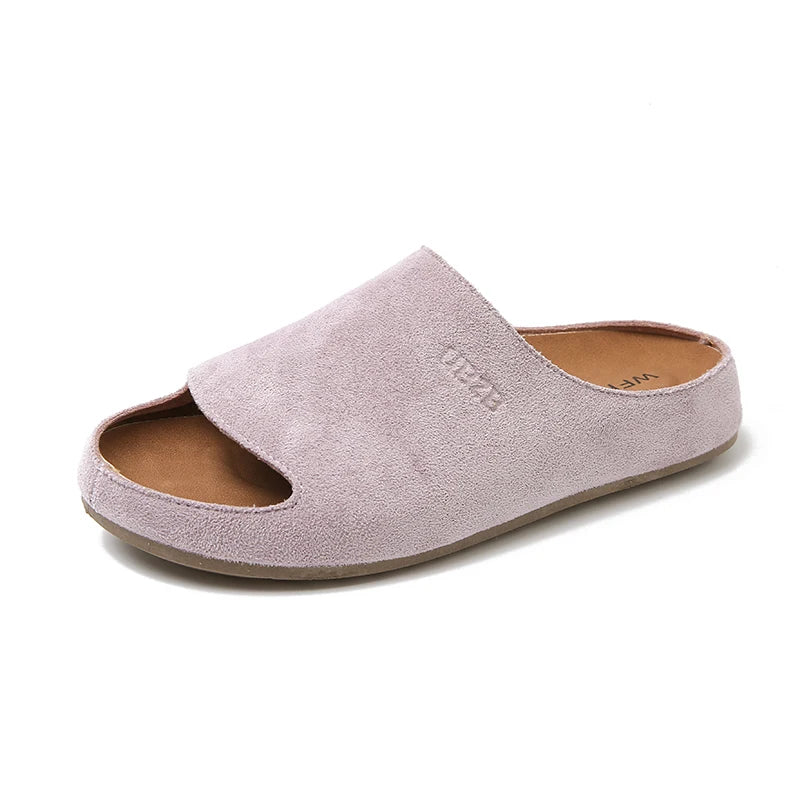 Women's  Slippers Casual Slides Plat Slippers Closed Toe Round Toe Suede Clog Sandals Autumn New Retro Solid Color Fashion Shoes