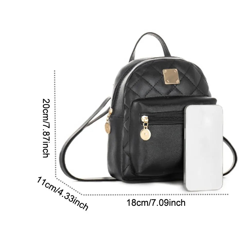 Ladies Large Capacity Portable PU Leather Backpack Waterproof knapsack Shoulder Bag Mini Rucksack