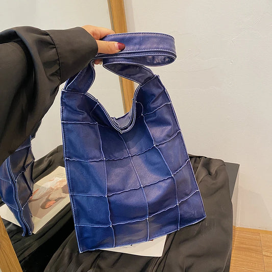 Ladies Handbag Women Vintage Bag Large Capacity Female Bag  Brand Designer Plaid Shoulder Bag Soft Leather Top Handle Tote Bags
