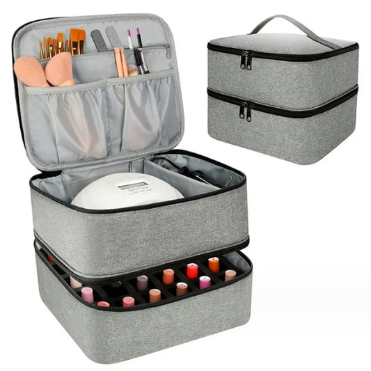 Portable 30 Bottles Nail Dryer Organizer Box Essential Oil Case Handbag Nail Polish Storage Bag Cosmetic Nailpolish Organizer