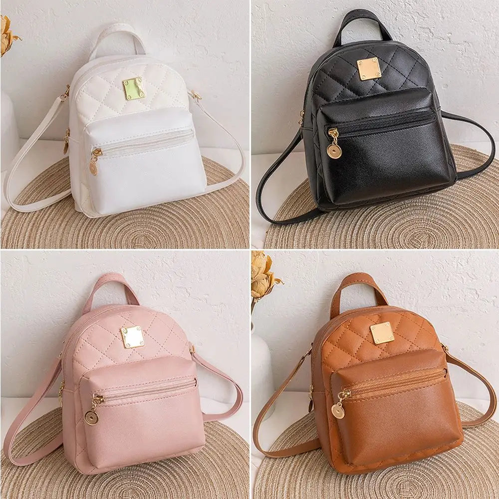 Ladies Large Capacity Portable PU Leather Backpack Waterproof knapsack Shoulder Bag Mini Rucksack