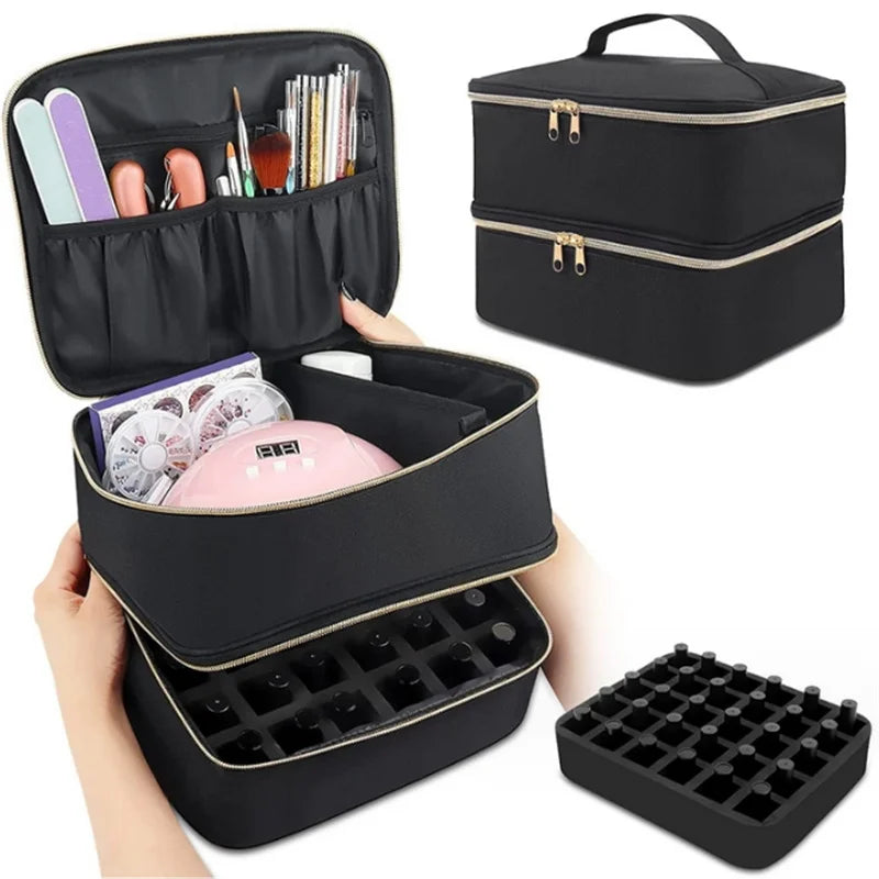 Portable 30 Bottles Nail Dryer Organizer Box Essential Oil Case Handbag Nail Polish Storage Bag Cosmetic Nailpolish Organizer