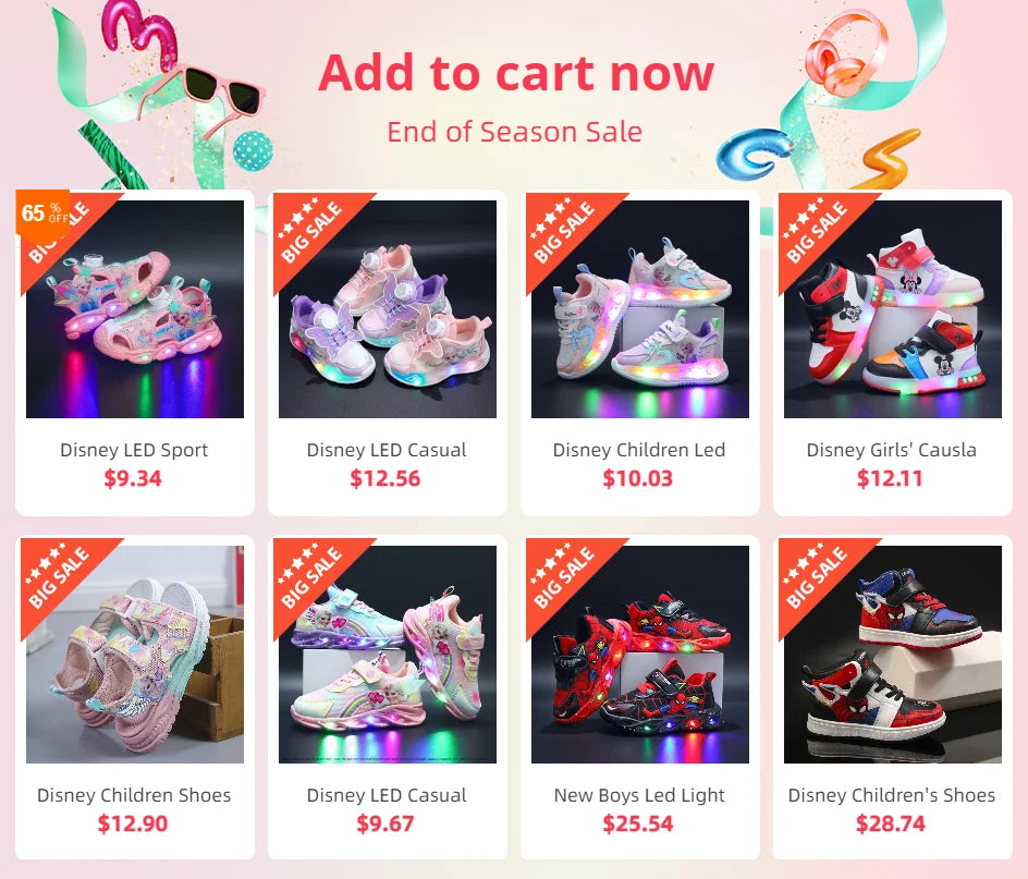 Disney Children's Flip-Flop Summer Indoor Cartoon Girl Mickey Mouse Sandals Princess Girl Slippers Pink Blue Shoes Size 24-35