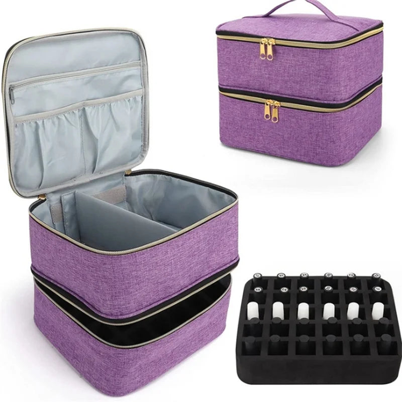 Portable 30 Bottles Nail Dryer Organizer Box Essential Oil Case Handbag Nail Polish Storage Bag Cosmetic Nailpolish Organizer