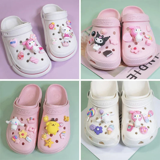 Sanrio Hello Kitty Croc Charms Kawaii Kuromi Shoe Buckle Accessories Girl Slippers DIY Decorations for Croc Jibz Bracelets Gift