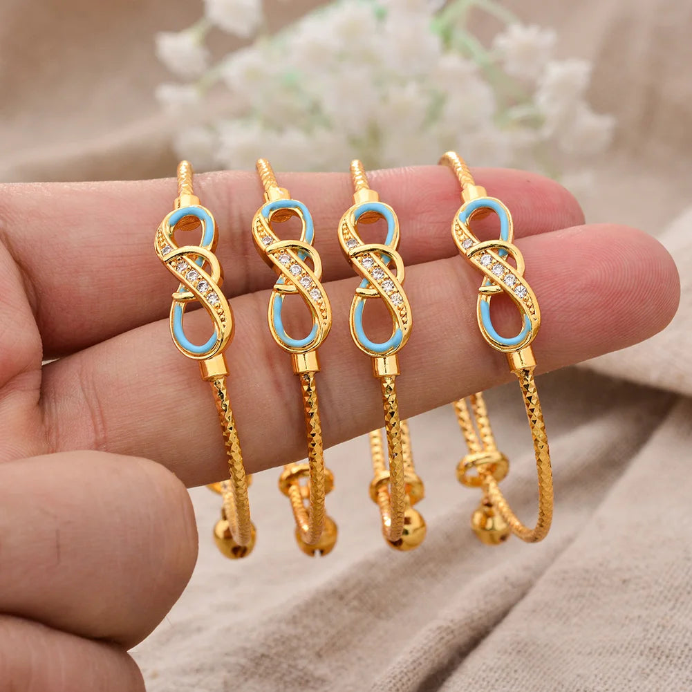 Baby Child Bangles Ethnic Dubai Gold Color Bangles Kids Bracelet Luxury Bracelet Dubai Bangles Child Jewelry Birthday Present