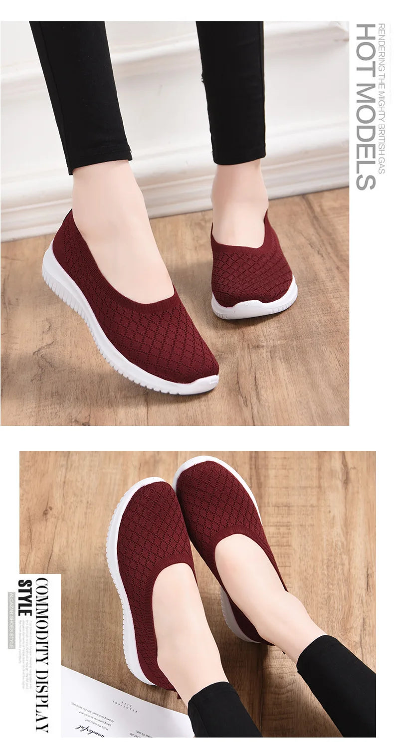 Ladies Summer Comfortable Plus Size Ladies Mesh BreathableSports  Socks Ladies Light Casual Sports Shoes Flat Ladies Loafers