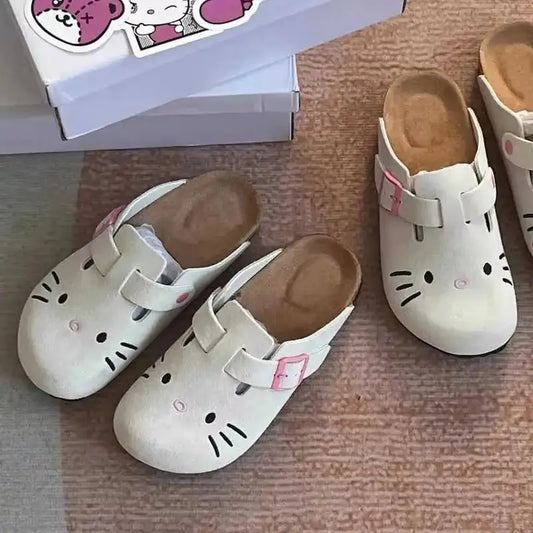 Hello Kitty Girl Slippers Sanrio Cute Anime Summer Female Thick Sole Flat Shoes Sweet Cartoon Outdoor Anti Slip Slippers Gifts